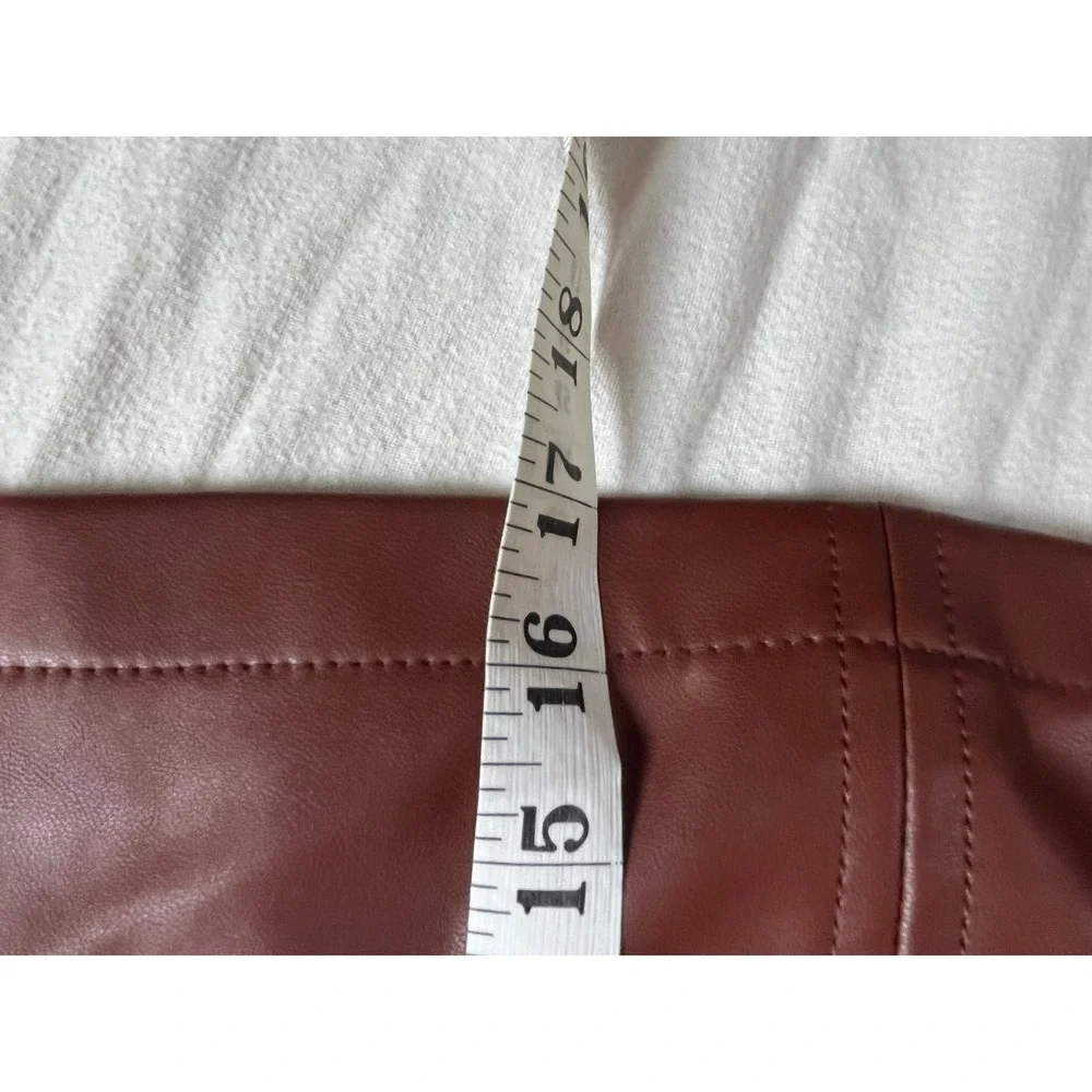 Abercrombie & Fitch Vegan Leather Mini‎ Skirt Burgundy Brown Button Front Small
