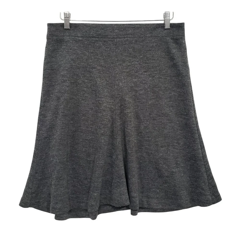 Ann Taylor Loft Charcoal Gray A Line Midi Skirt‎ Size 8 Minimalist Chic Preppy