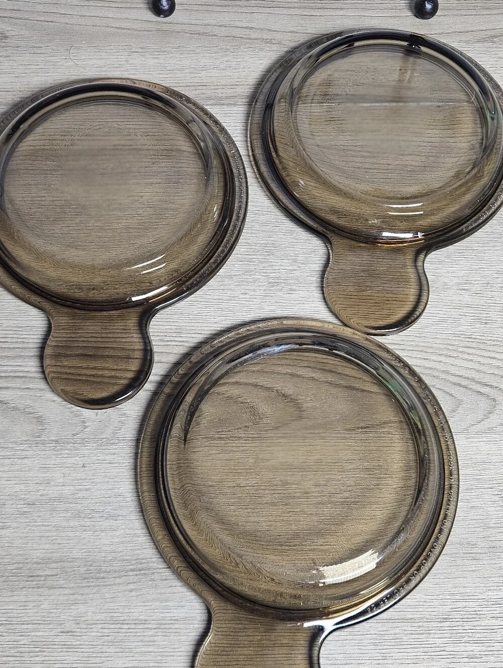 Vintage Pyrex P-150-C Amber Glass Grab-It Replacement Lids Lot of 3 Corning Ware