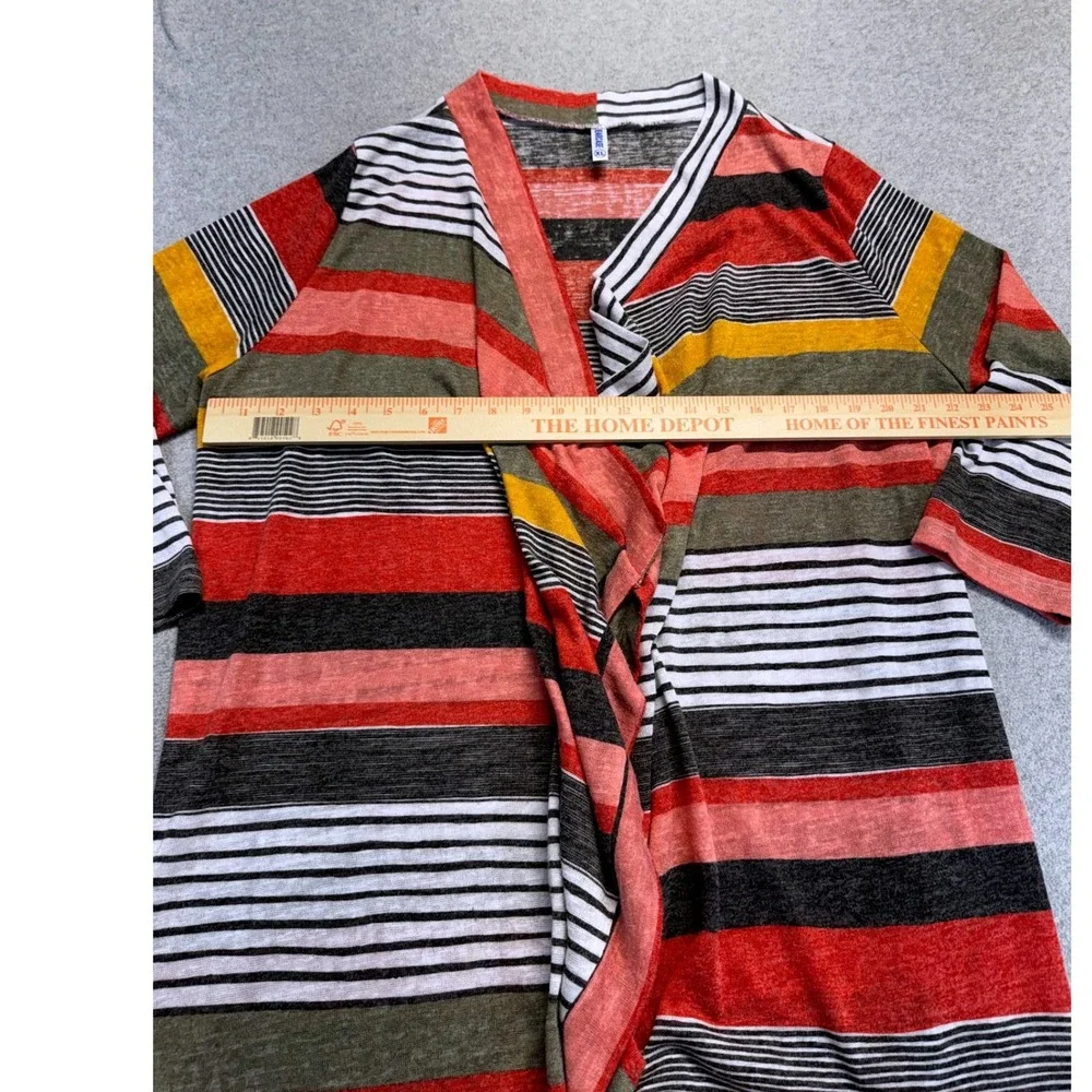 Dearcase Striped Cardigan Womens XL Multi Color Open Front Waterfall Knit Flowy