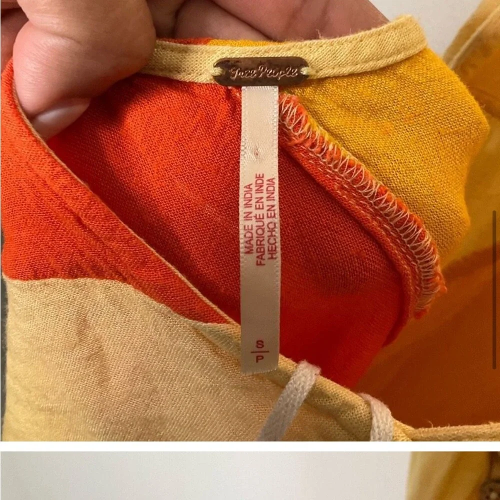 Free People Yellow Cream Maxi Dress with Orange Stripe