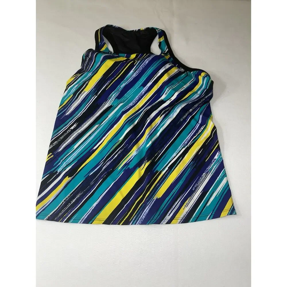 SWIMSUITS FOR‎ ALL Womens Swimsuit 28 Built in Bra One Piece Blue Yellow Stripe