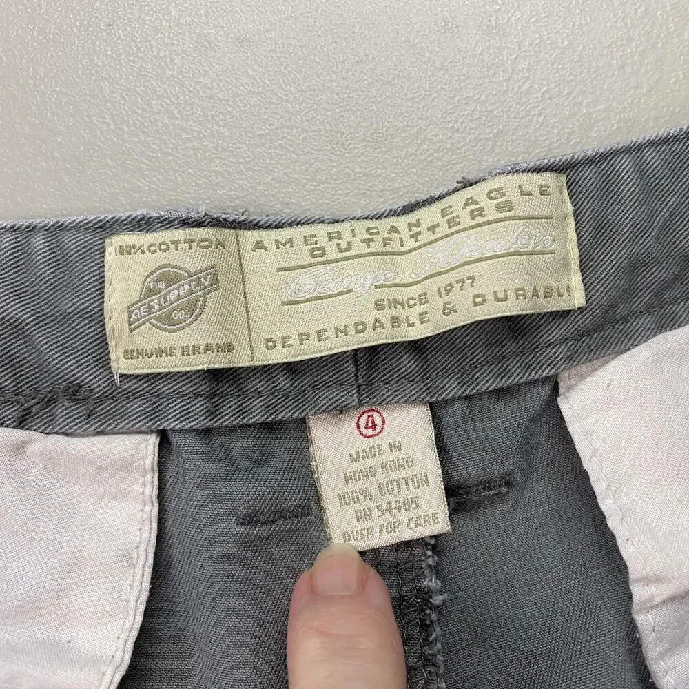 Vintage American Eagle Cargo Shorts Womens 4 Gray Canvas 90s Y2K Grunge 27x6