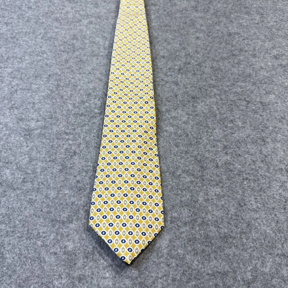 Burberry's London Pure Silk Hand Sewn Dress Tie Men's Yellow &‎ Blue Color NEW