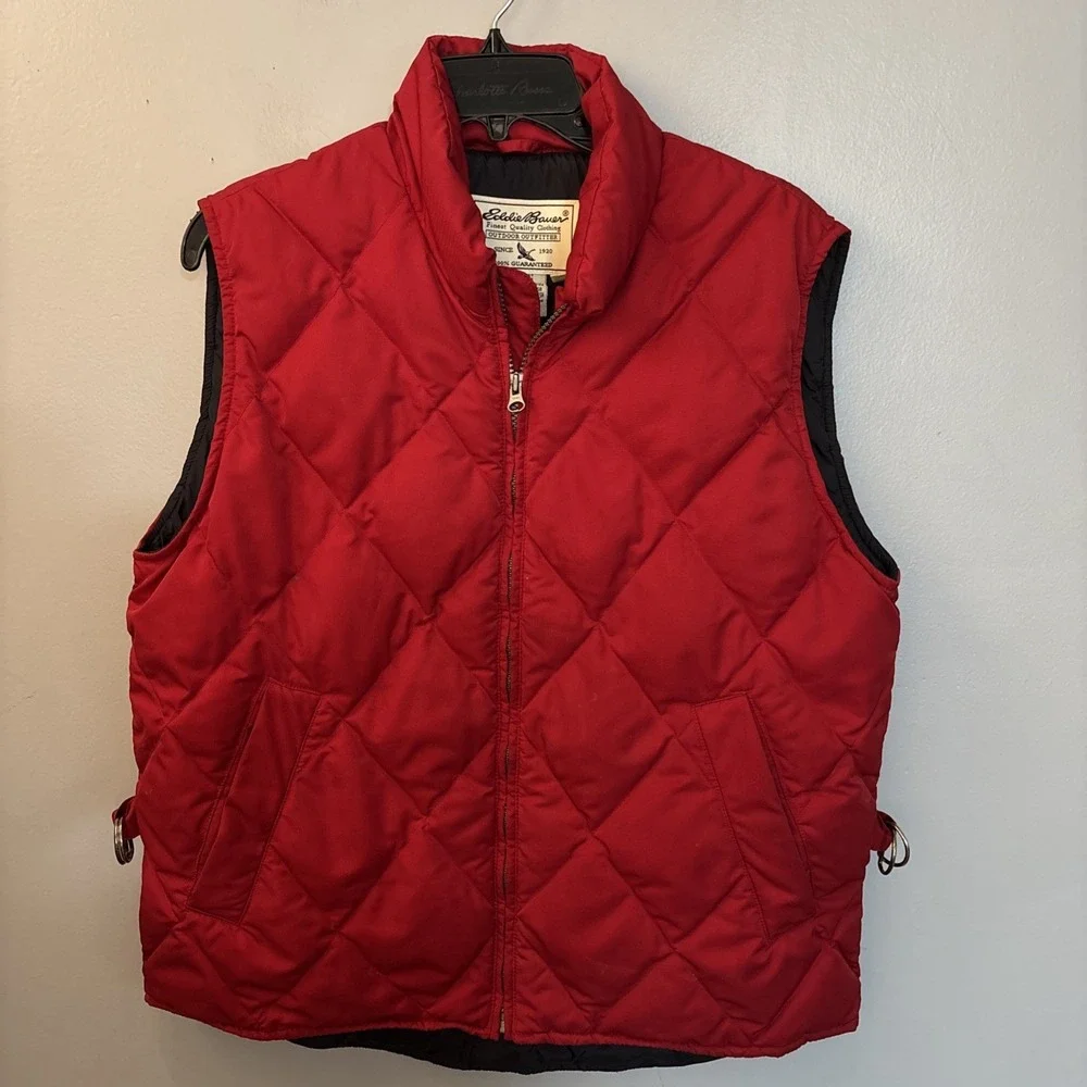 Vintage Eddie Bauer Vest‎ Women's Size S/P Red Puffer Goose Down Full Zip