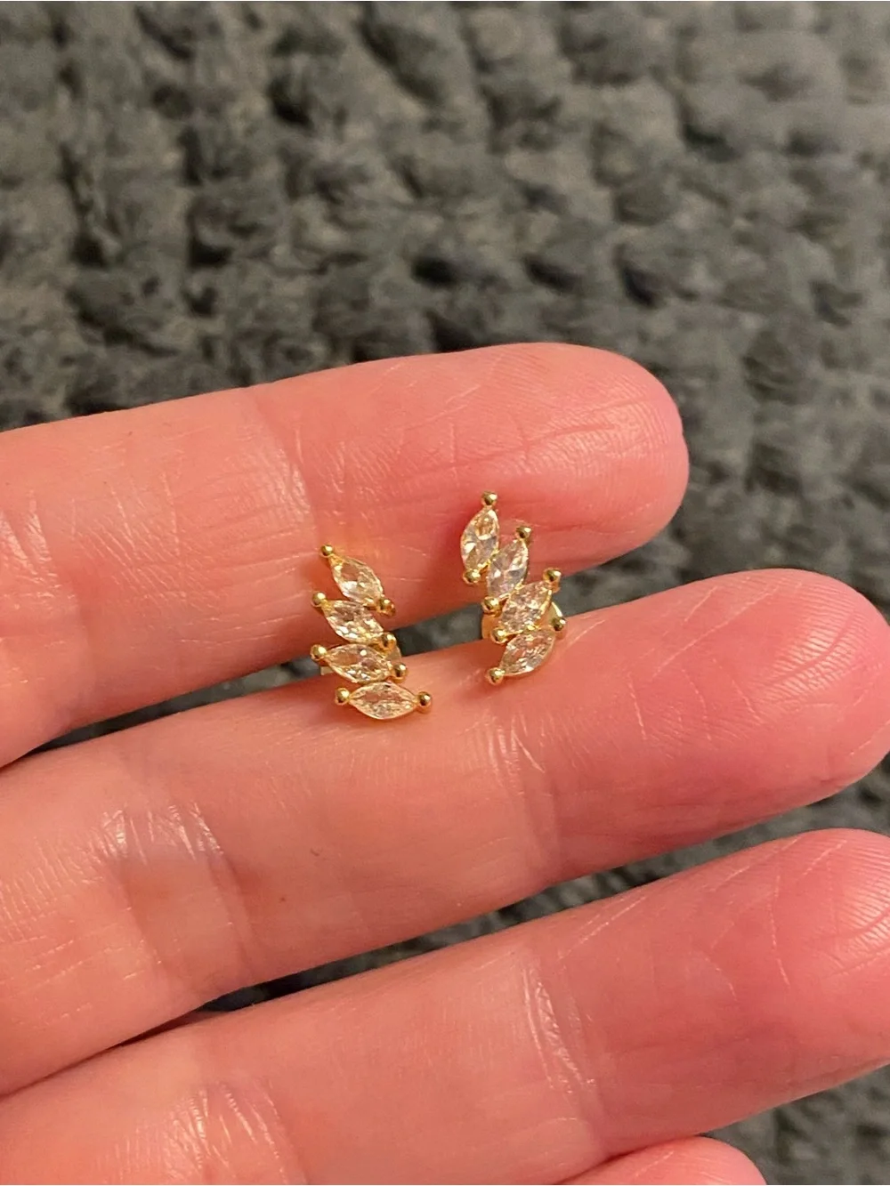 Gold Marquise Crystal Leaf Stud Earrings - Women Jewelry