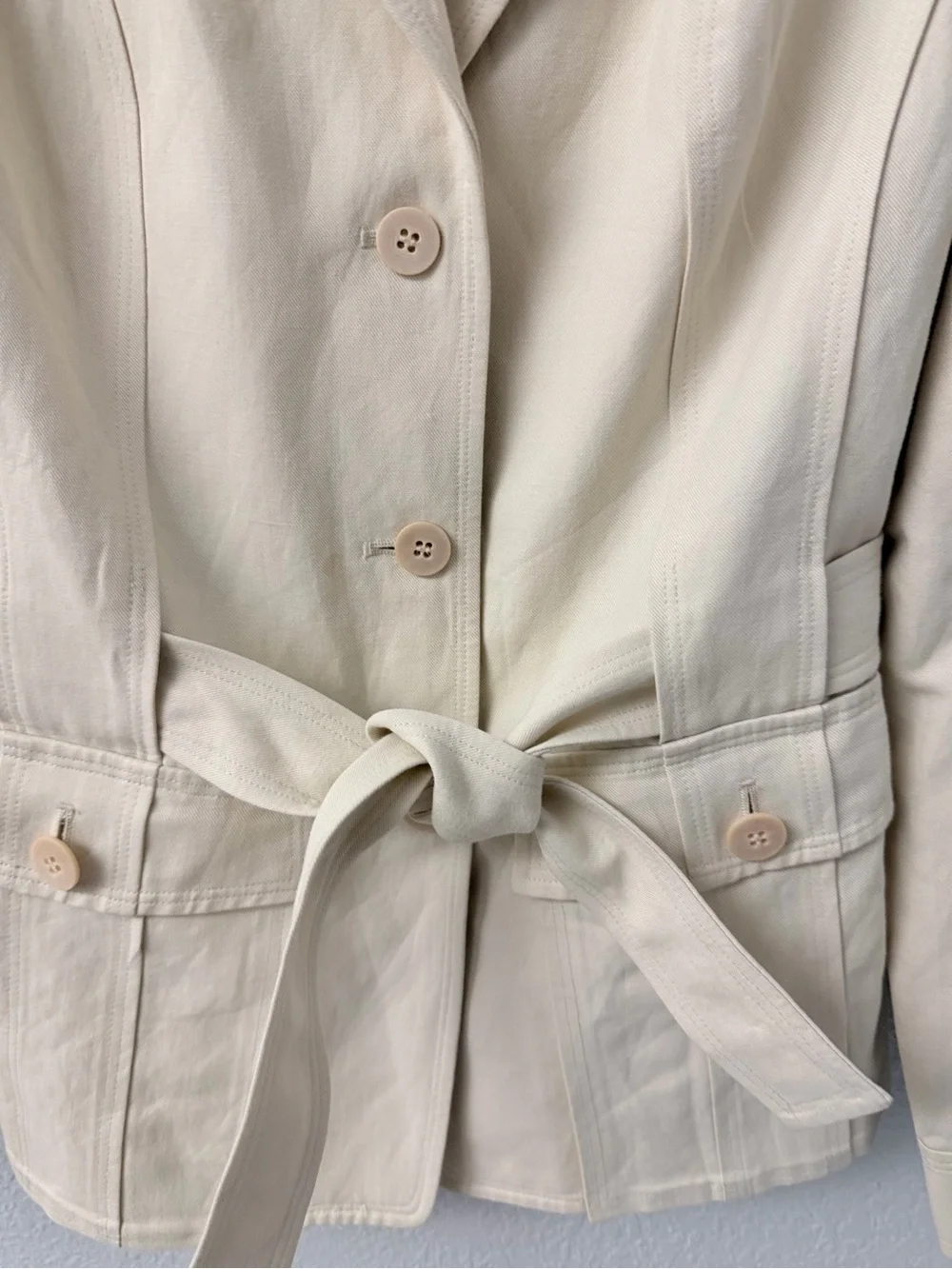 Talbots Cream Italian Blend Tie-Waist Blazer Size 6