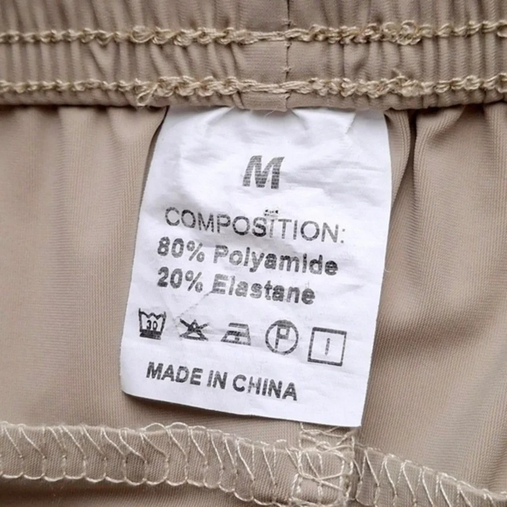 Fashion Womens‎ Joggers Active Pants Medium Beige Zip Pockets Stretch Unbranded