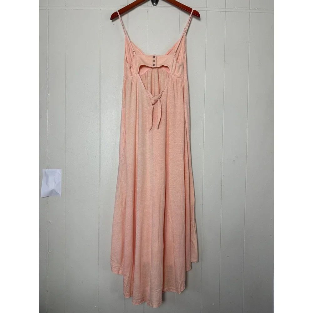 Free‎ People Beach Peach Organic Cotton Linen Maxi Dress High-Low Size S Coastal