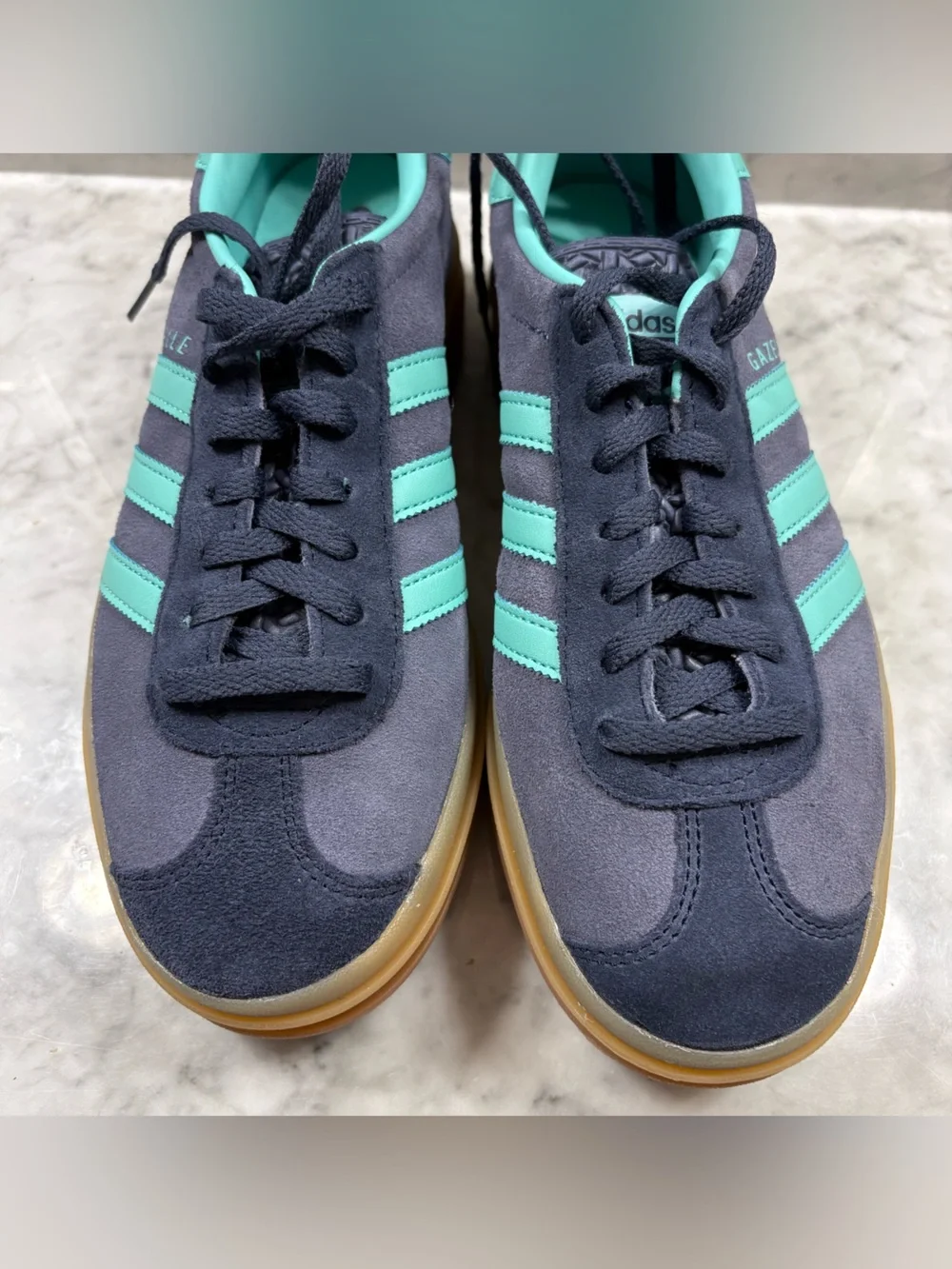 NWOB Adidas Gazelle Bold Women’s Size 7.5 Sneakers Navy Mint Gum Platform Shoe