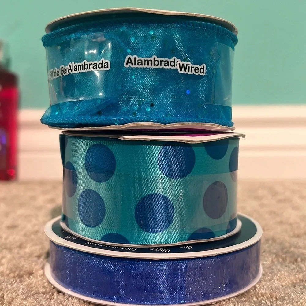 Ribbon Boutique Sapphire Blue with Dots 1-1/2