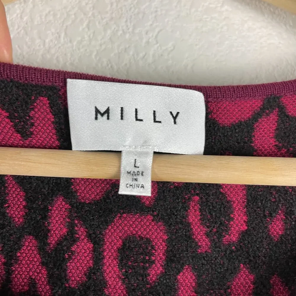 Milly Cheetah Brocade Dress Womens Large Textured Mermaid Flounce‎ Glam Volup