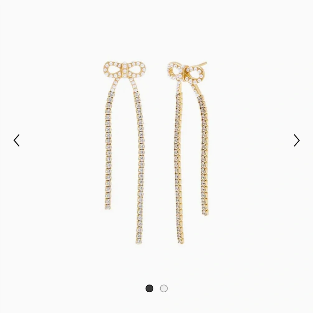 Pearl X Tennis Bow Tie Drop Stud Earring Adina Eden never worn