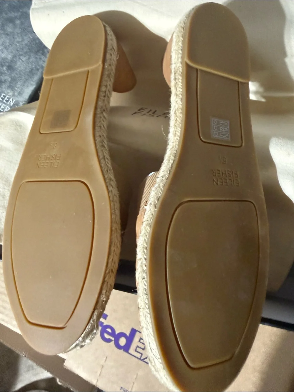 Eileen Fisher Tan Espadrille Flat Slip-On Sz 8 NIB