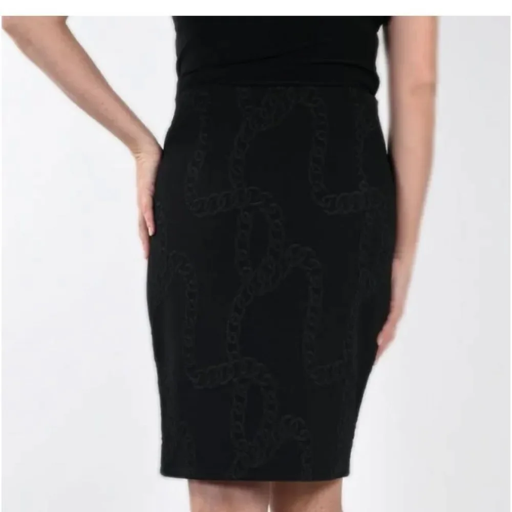 FRANK LYMAN BLACK KNIT SKIRT SZ 18 NWT IN PACKAGING‎