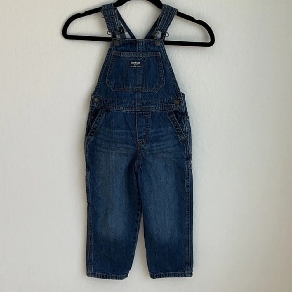 OshKosh B'gosh Blue Denim Kids Flannel Lined Overalls 4T