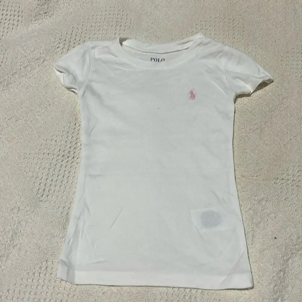 polo ralph lauren 4t cotton modal stretch white t shirt euc perfect layer
