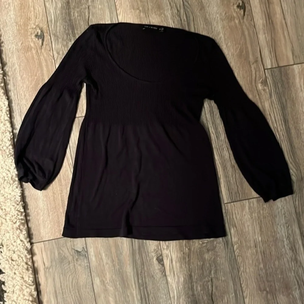 Womens the limited super soft navy blue ribbed top balloon sleeve sweater XS