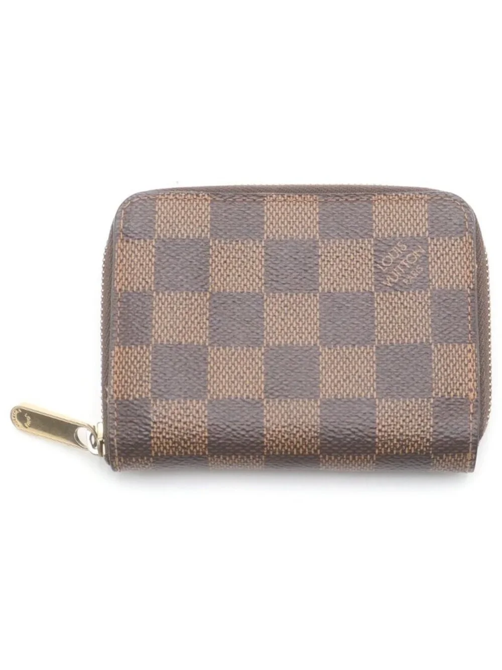 Louis Vuitton Damier Zippy Coin Purse Leather Brown