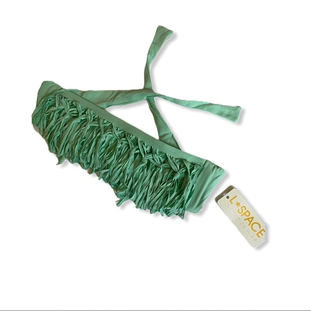 L Space Fringe Bandeau Bikini Top NWT