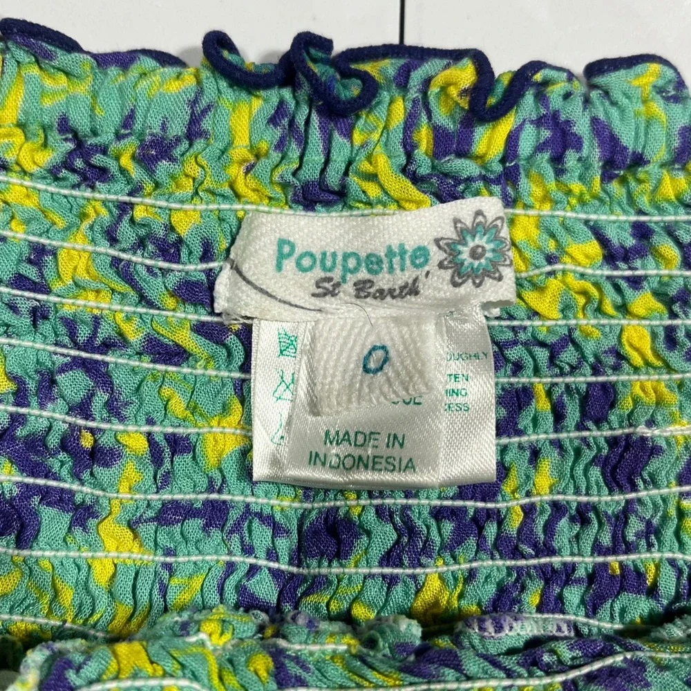 Poupette St Barth Silk Blend Floral Tiered Smocked Mini Skirt Size 0 Lettuce Hem