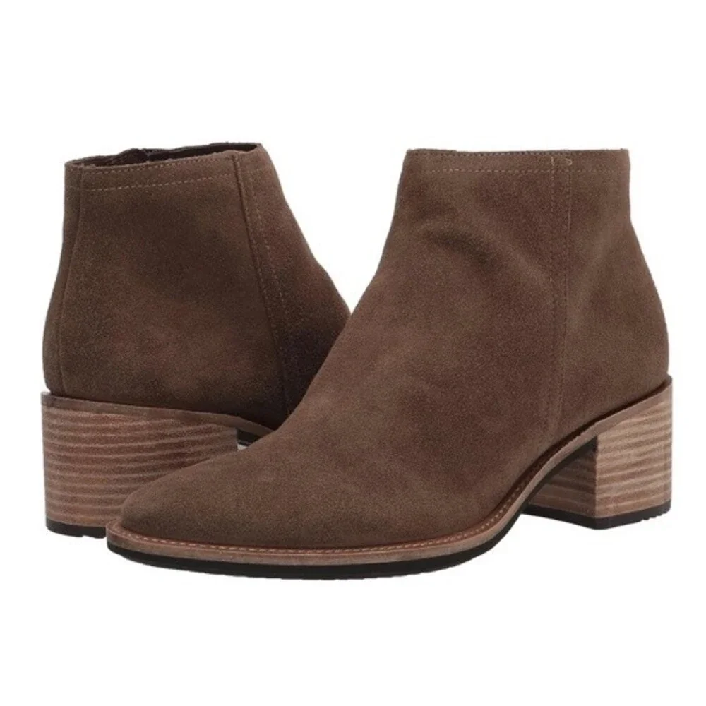 Ecco Brown Suede Ankle Boots Booties Waterproof Hydromax Heeled Euro 38