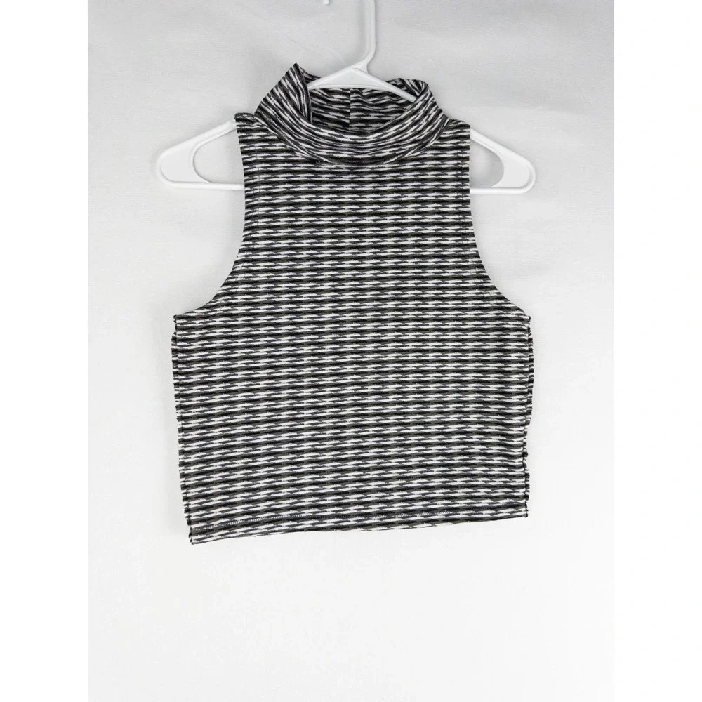 Free People Turtleneck Blouse Top Womens Small‎ Zebra Sleeveless Pullover Boho