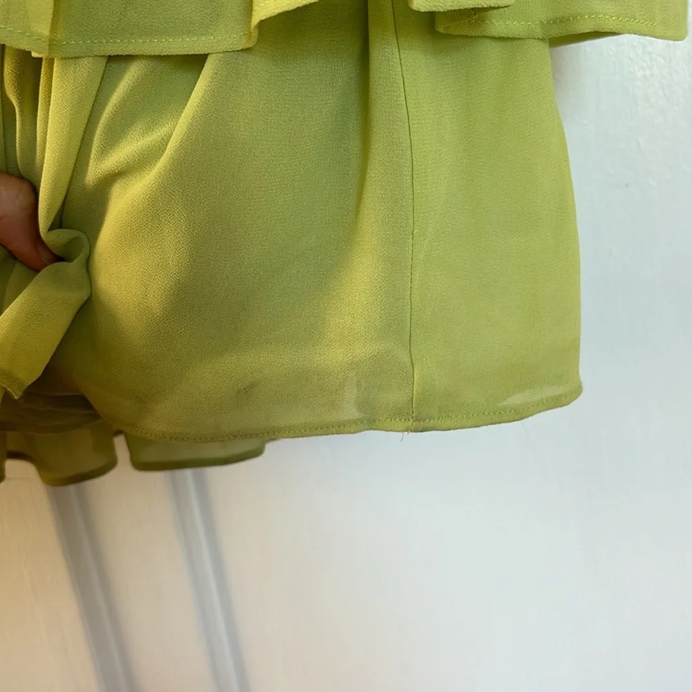 Lovers + Friends Lime Strapless Tiered Ruffle Maxi Dress