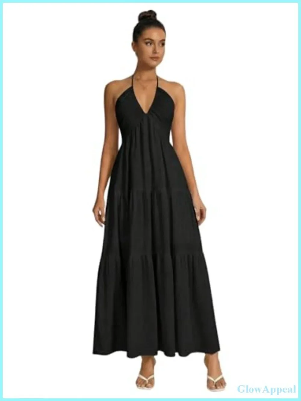 Summer Halter Sundress Formal Wedding Guest Dress Backless Flowy Maxi