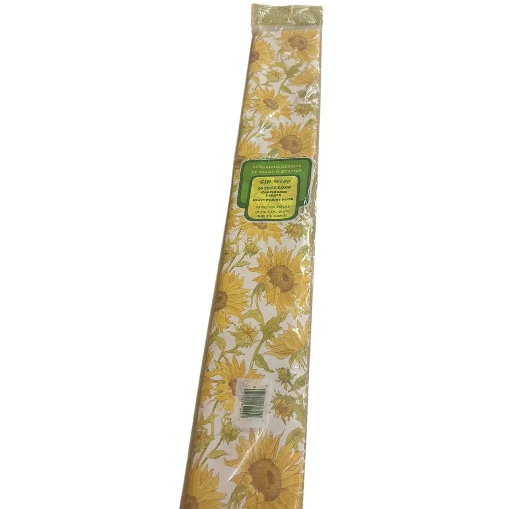 Vintage Tuttle Press Sunflower Gift Wrap 10ft‎ Heavyweight Paper Floral Yellow