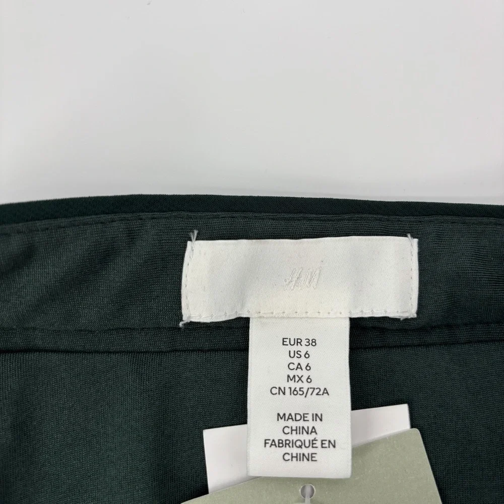 H&M Emerald Green Sequin High Waist Side Slit Midi Skirt Party Holiday Size 6