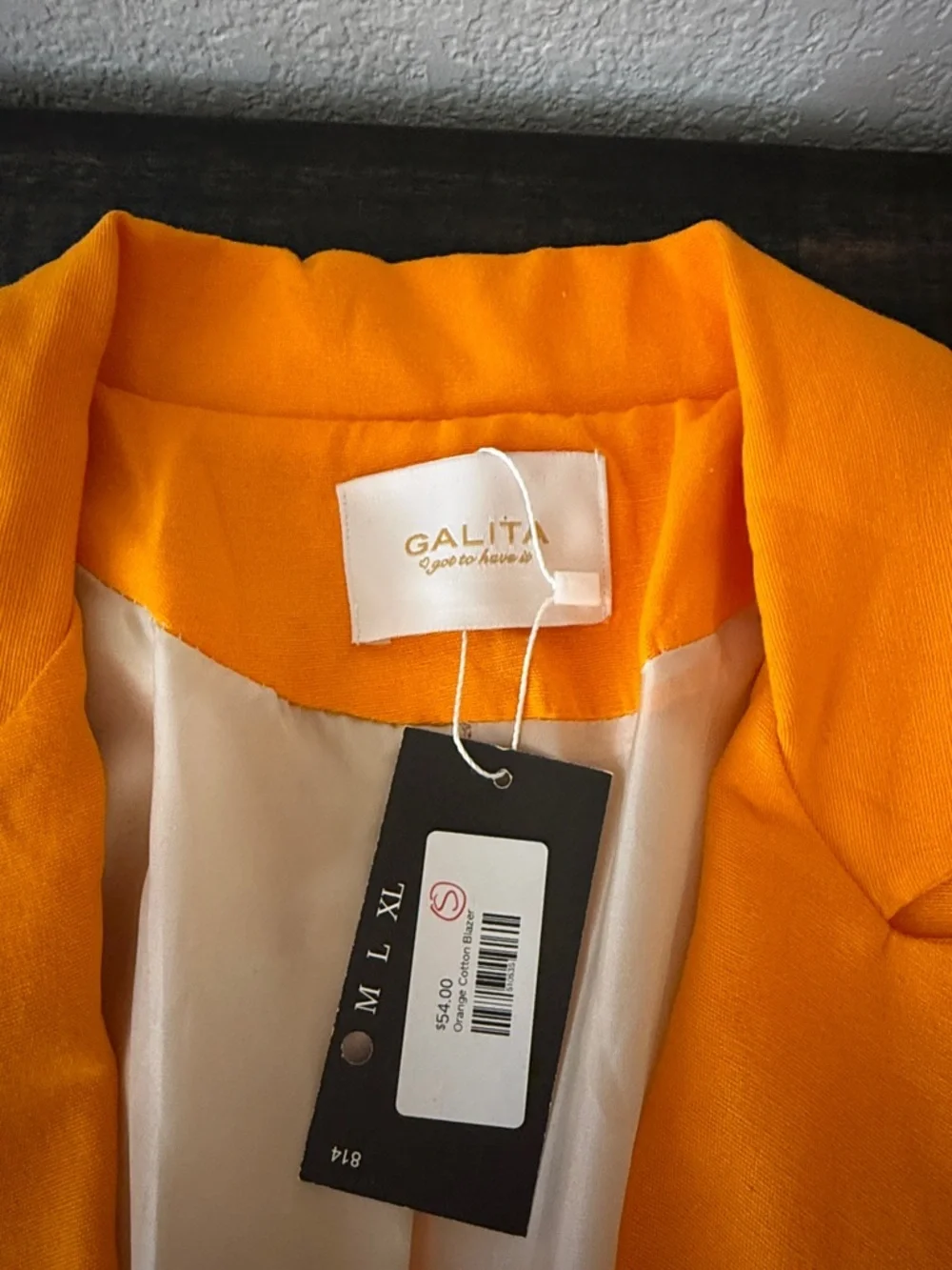Galita Orange Linen Blend Single Butyon Loose Fit Blazer Size Small