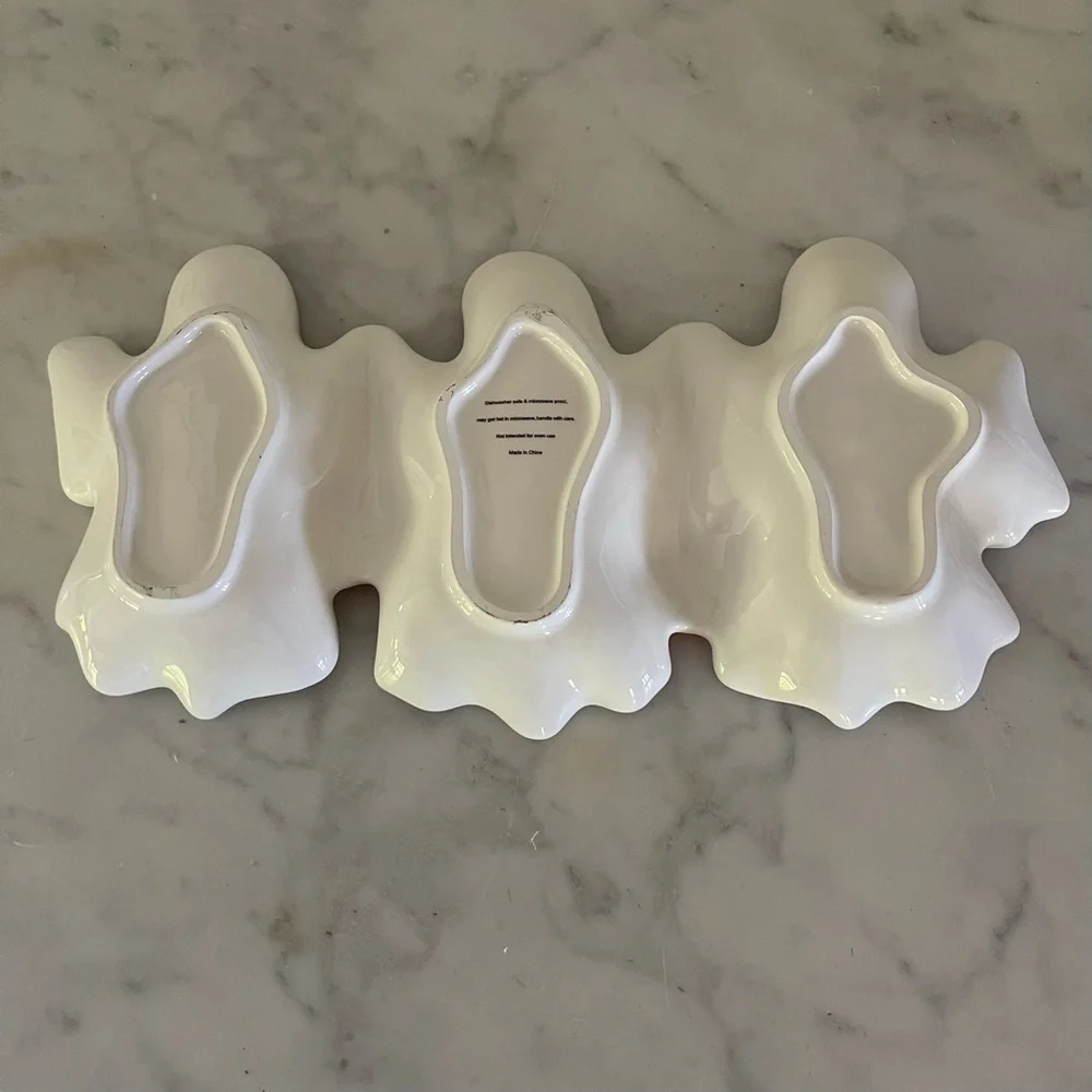 Ceramic Halloween Ghost Platter Dish Set Server