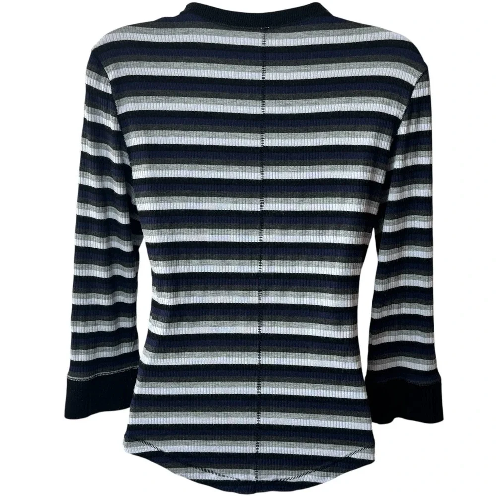 Intimately Free People Striped Ribbed Crew Top Preppy Goth Punk‎ Academia M