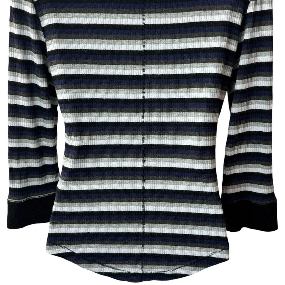 Intimately Free People Striped Ribbed Crew Top Preppy Goth Punk‎ Academia M