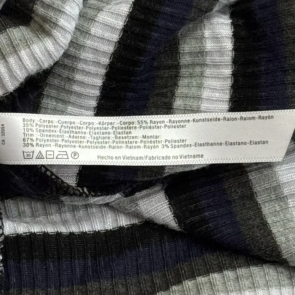 Intimately Free People Striped Ribbed Crew Top Preppy Goth Punk‎ Academia M