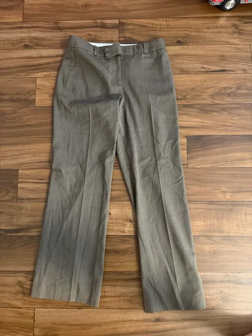 Ann Taylor Women's Brown Herringbone Straight Leg Dress Trousers Size 8