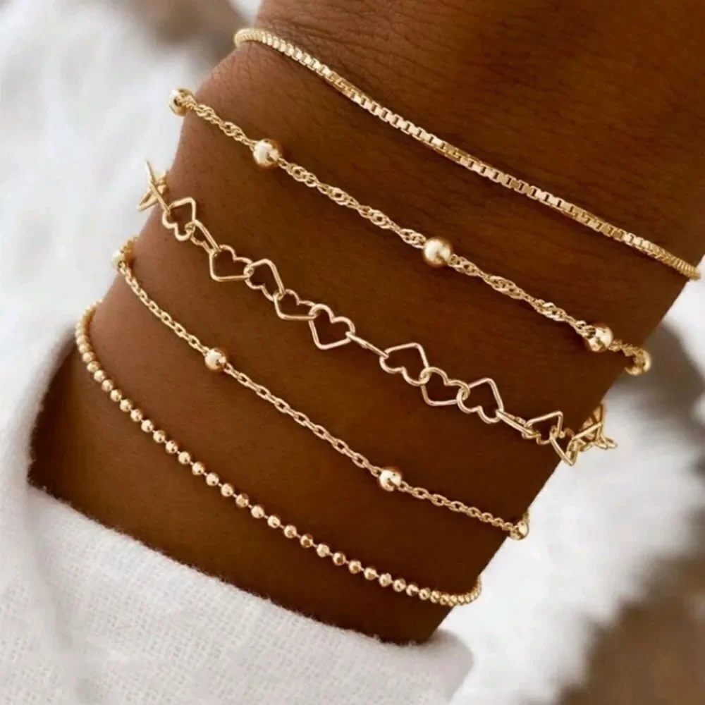 3 for 26 - 5pcs Multi layer Gold Bracelets