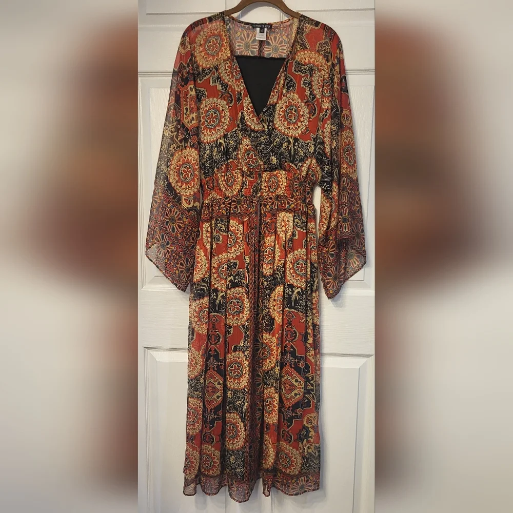 The Pyramid Collection Boho Fairy Maxi Dress With Draped Sleeves Size Small