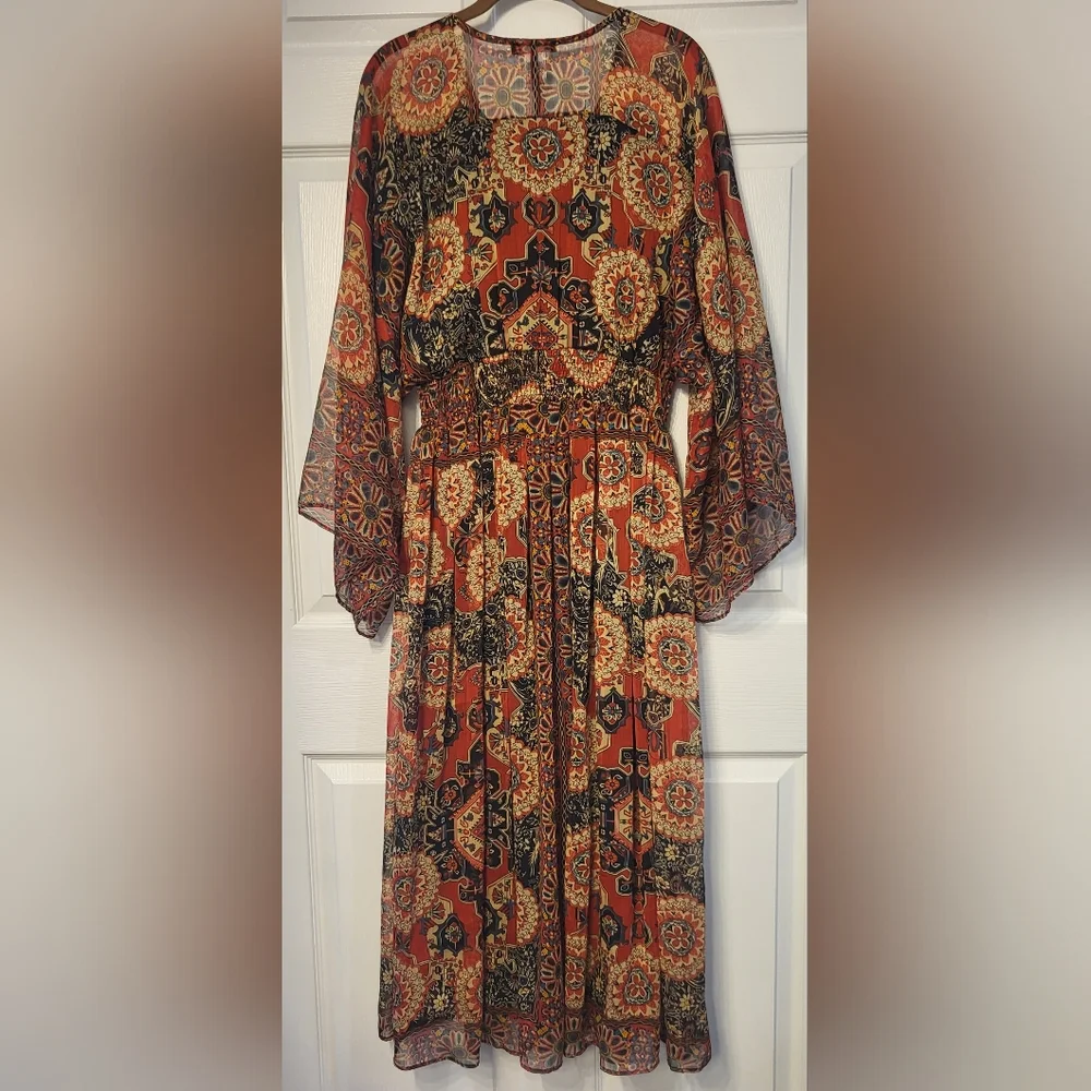 The Pyramid Collection Boho Fairy Maxi Dress With Draped Sleeves Size Small