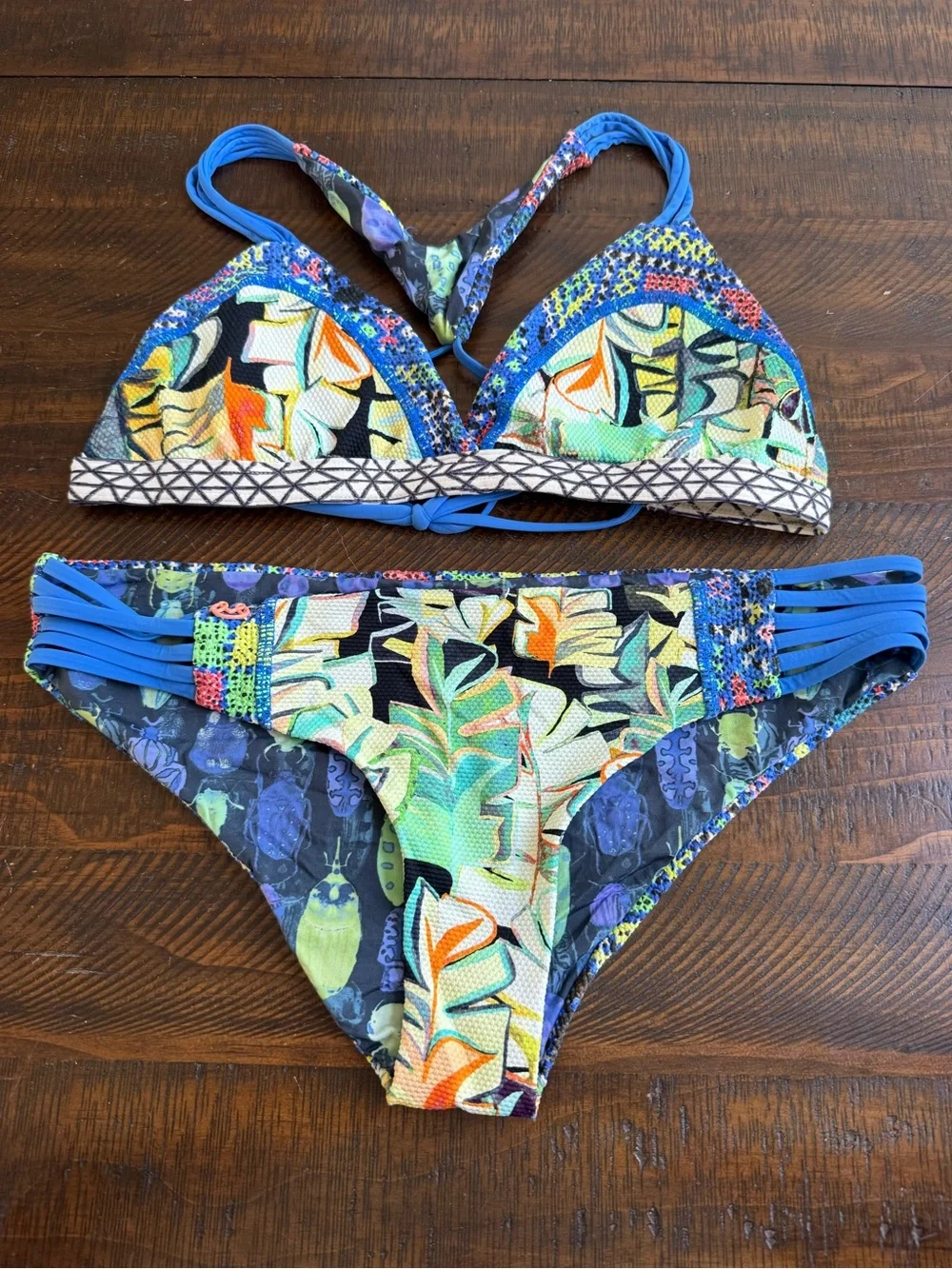 Maaji Multicolor Floral & Geometric Bikini - Blue, Green, Orange, Yellow