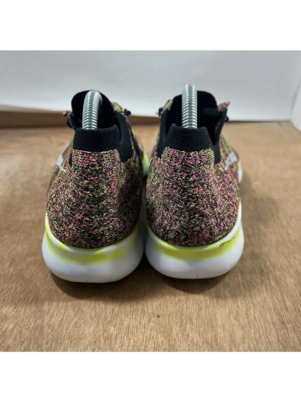 Nike Free RN Flyknit Running Shoes Size 10 Black Neon Green Pink 843431-999