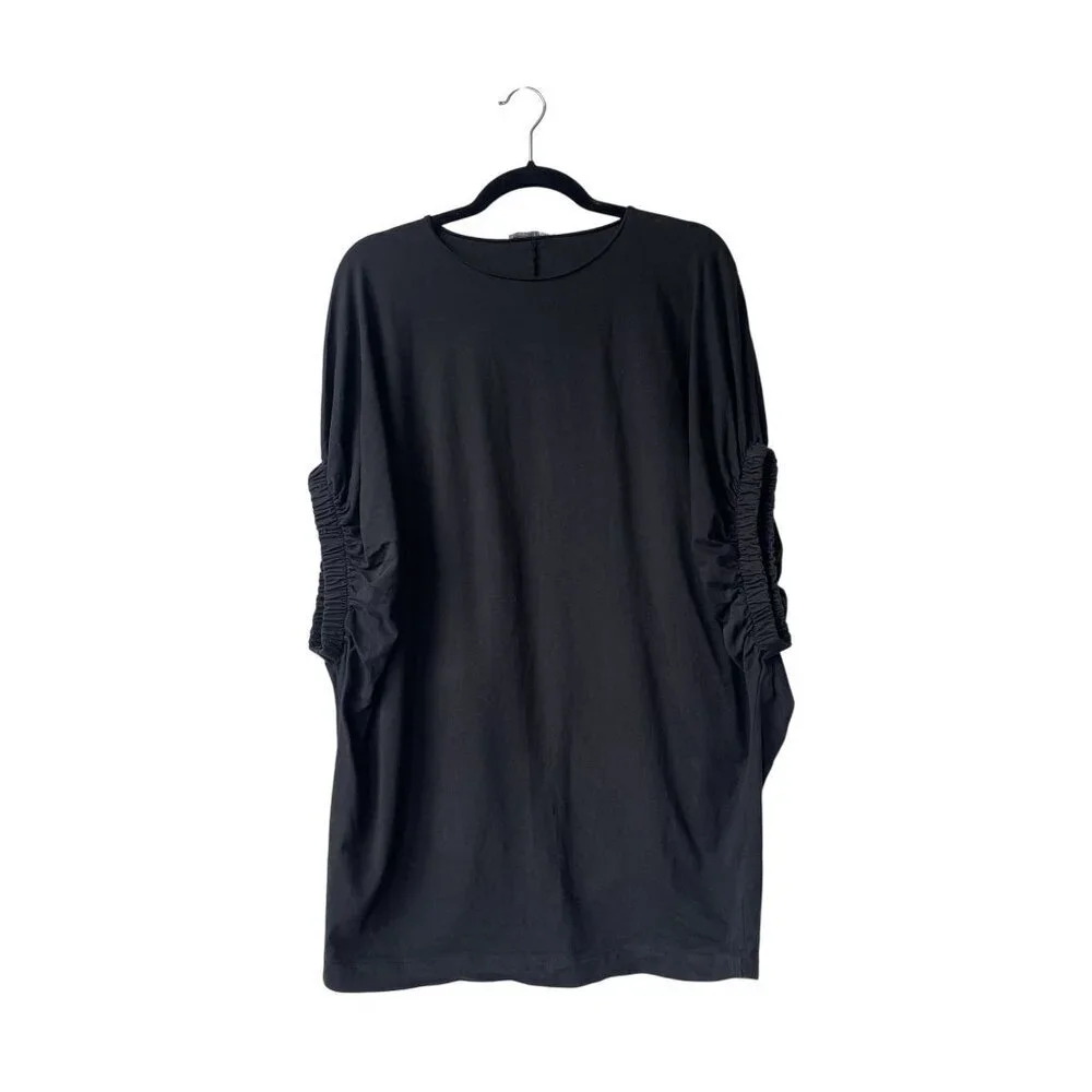 Zara Oversized‎ Womens Top Size S Black Batwing Sleeves Lagenlook Minimalist