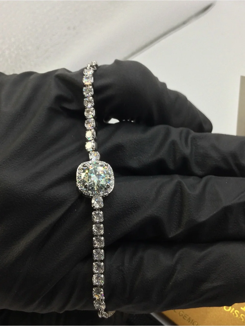 Dazzling White Cushion-Cut Halo Tennis Bracelet - Women