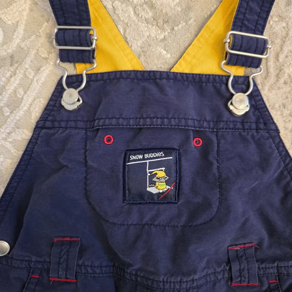 Vintage Y2k 2001 Gymboree Navy Blue Yellow Snow Buddies Overalls