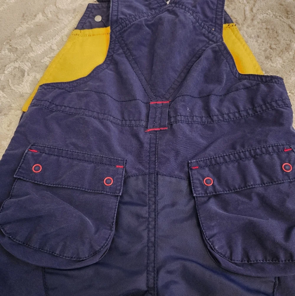 Vintage Y2k 2001 Gymboree Navy Blue Yellow Snow Buddies Overalls