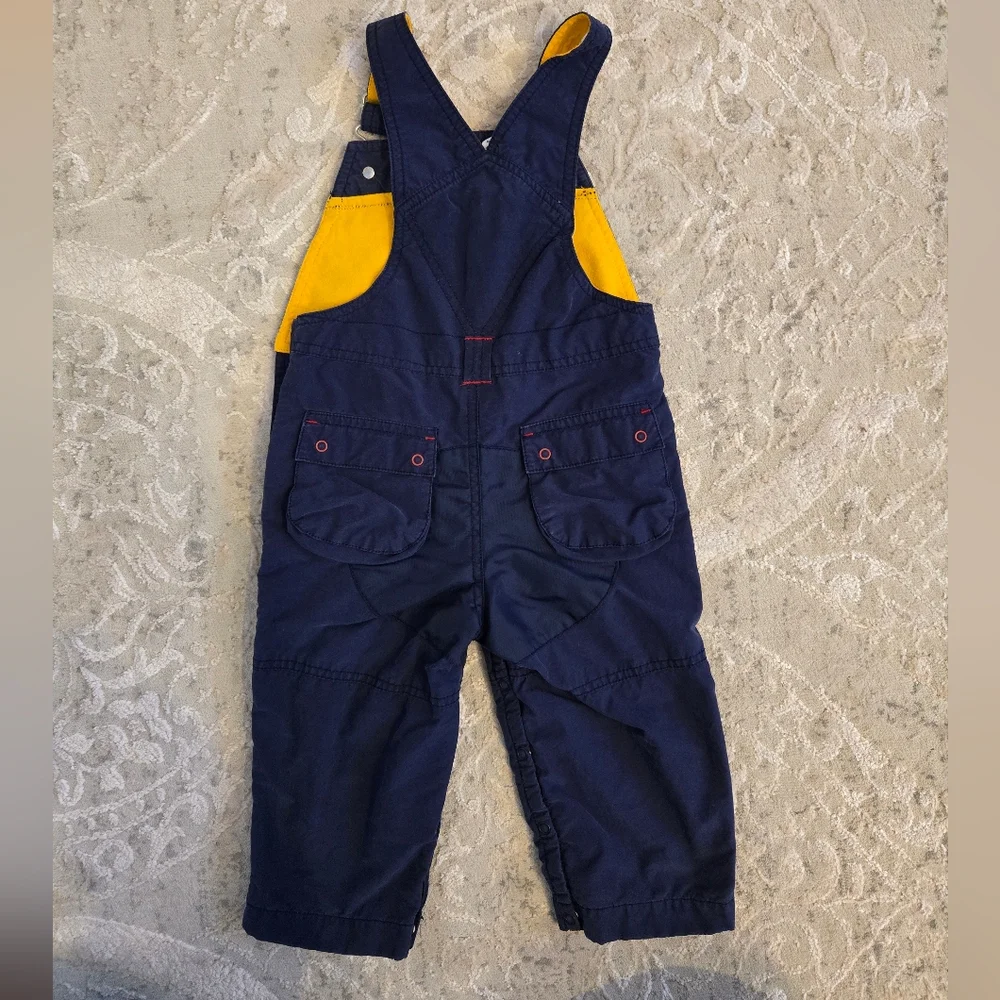 Vintage Y2k 2001 Gymboree Navy Blue Yellow Snow Buddies Overalls