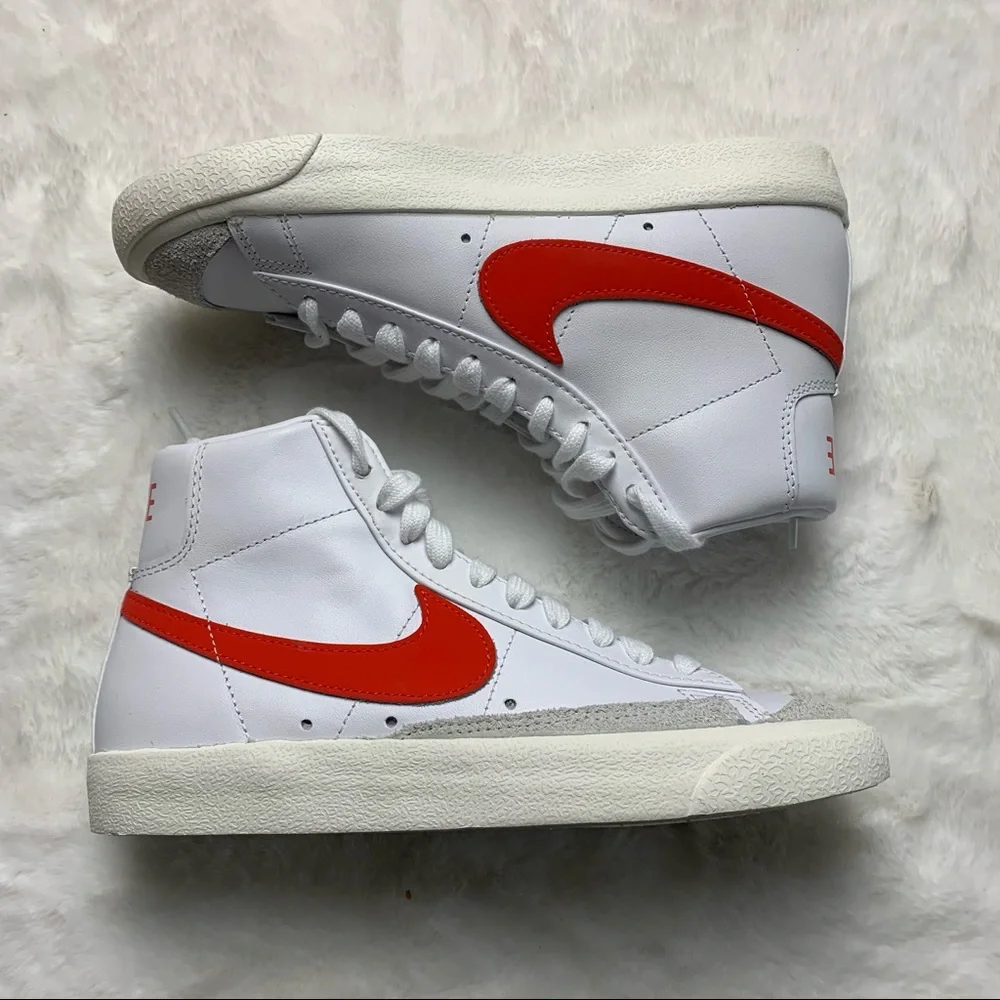 Nike Women's White & Red High-Top Sneakers