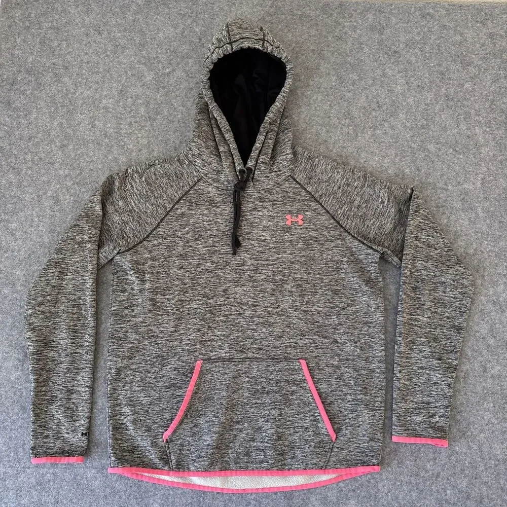 Under Armour Storm Fleece Twist Hoodie Womens Small 1280690 Gray/Pink Cold Gear