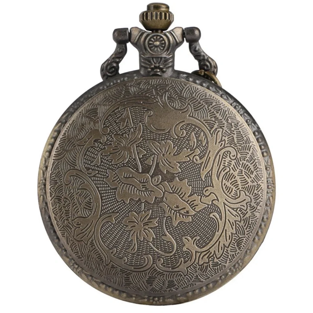Vintage Bronze Motorcycle Quartz Pocket Watch with chain